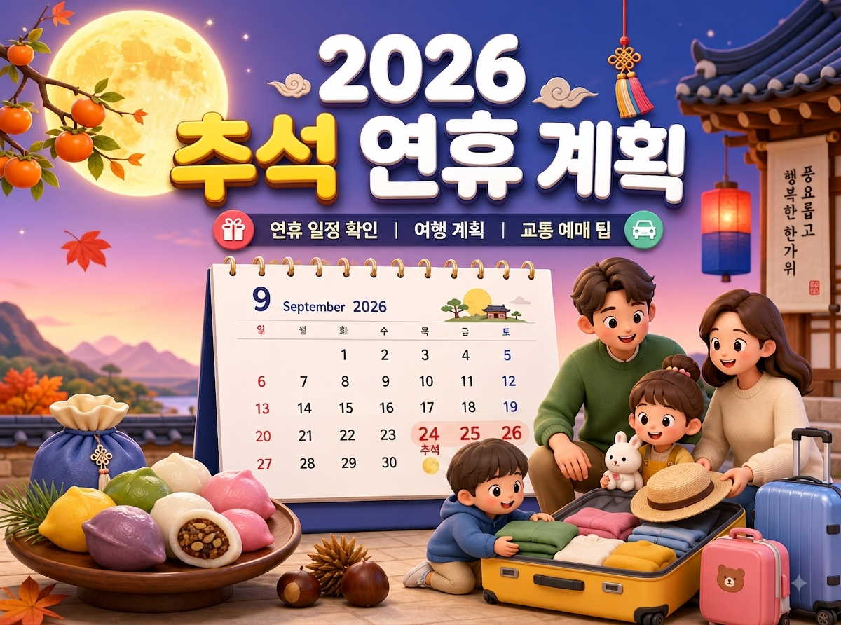 2026 추석일정 및 연휴 계획 달력과 황금연휴 가이드 대표 이미지